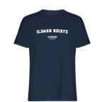 Iliman Ndiaye t-shirt – navy men's t-shirt with white Iliman Ndiaye letters and Players Couture logo on the chest