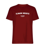 Iliman Ndiaye t-shirt – red men's t-shirt with white Iliman Ndiaye letters and Players Couture logo on the chest