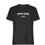 Imran Khan t-shirt – black men's t-shirt with white Imran Khan letters and Players Couture logo on the chest