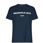 Indianapolis Colts t-shirt – navy men's t-shirt with white Indianapolis Colts letters and Players Couture logo on the chest