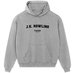 J.K. Rowling hoodie – grey men's hoodie with black J.K. Rowling letters and Players Couture logo on the chest