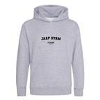 Jaap Stam hoodie – grey kids' hoodie with black Jaap Stam letters and Players Couture logo on the chest