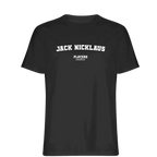Jack Nicklaus t-shirt – black men's t-shirt with white Jack Nicklaus letters and Players Couture logo on the chest