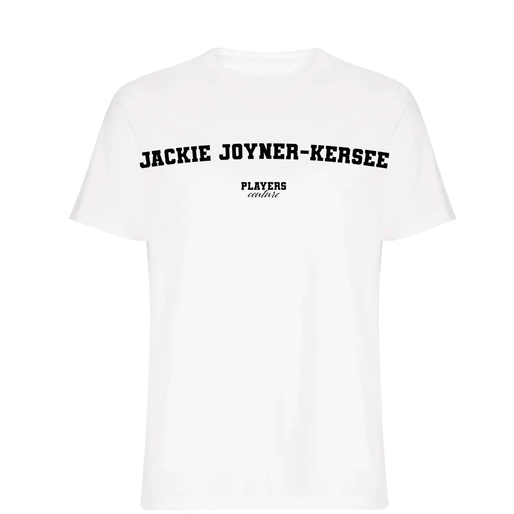 Jackie Joyner-Kersee men's T-shirt in white with bold name lettering
