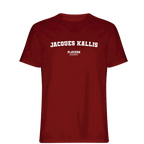 Jacques Kallis t-shirt – red men's t-shirt with white Jacques Kallis letters and Players Couture logo on the chest