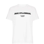 Jake Gyllenhaal men's T-shirt in white with bold name lettering