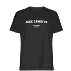 Jake LaMotta t-shirt – black men's t-shirt with white Jake LaMotta letters and Players Couture logo on the chest