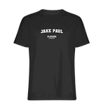 Jake Paul t-shirt – black men's t-shirt with white Jake Paul letters and Players Couture logo on the chest
