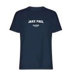Jake Paul t-shirt – navy men's t-shirt with white Jake Paul letters and Players Couture logo on the chest