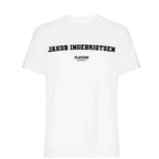 Jakob Ingebrigtsen men's T-shirt in white with bold name lettering