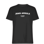 Jamal Musiala t-shirt – black men's t-shirt with white Jamal Musiala letters and Players Couture logo on the chest