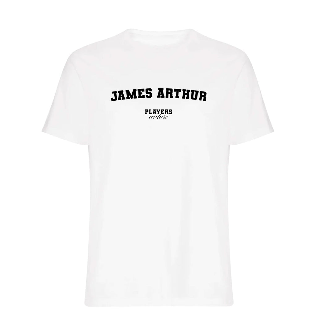 James Arthur men's T-shirt in white with bold name lettering