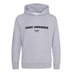 Jamie Carragher hoodie – grey kids' hoodie with black Jamie Carragher letters and Players Couture logo on the chest
