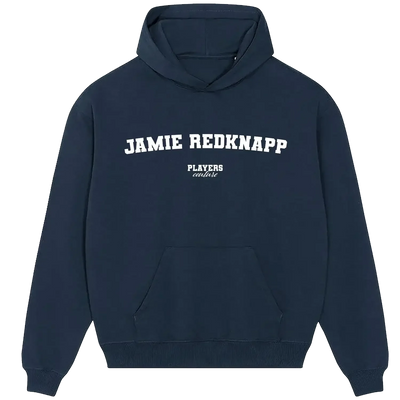 Jamie Redknapp hoodie – navy men's hoodie with white Jamie Redknapp letters and Players Couture logo on the chest