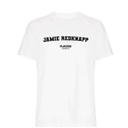 Jamie Redknapp men's T-shirt in white with bold name lettering