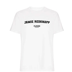 Jamie Redknapp men's T-shirt in white with bold name lettering