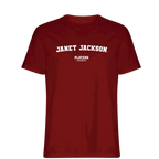 Janet Jackson t-shirt – red men's t-shirt with white Janet Jackson letters and Players Couture logo on the chest