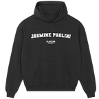 Jasmine Paolini hoodie – black men's hoodie with white Jasmine Paolini letters and Players Couture logo on the chest
