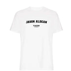 Jason Aldean t-shirt – white men's t-shirt with black Jason Aldean letters and Players Couture logo on the chest