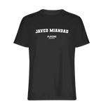 Javed Miandad t-shirt – black men's t-shirt with white Javed Miandad letters and Players Couture logo on the chest