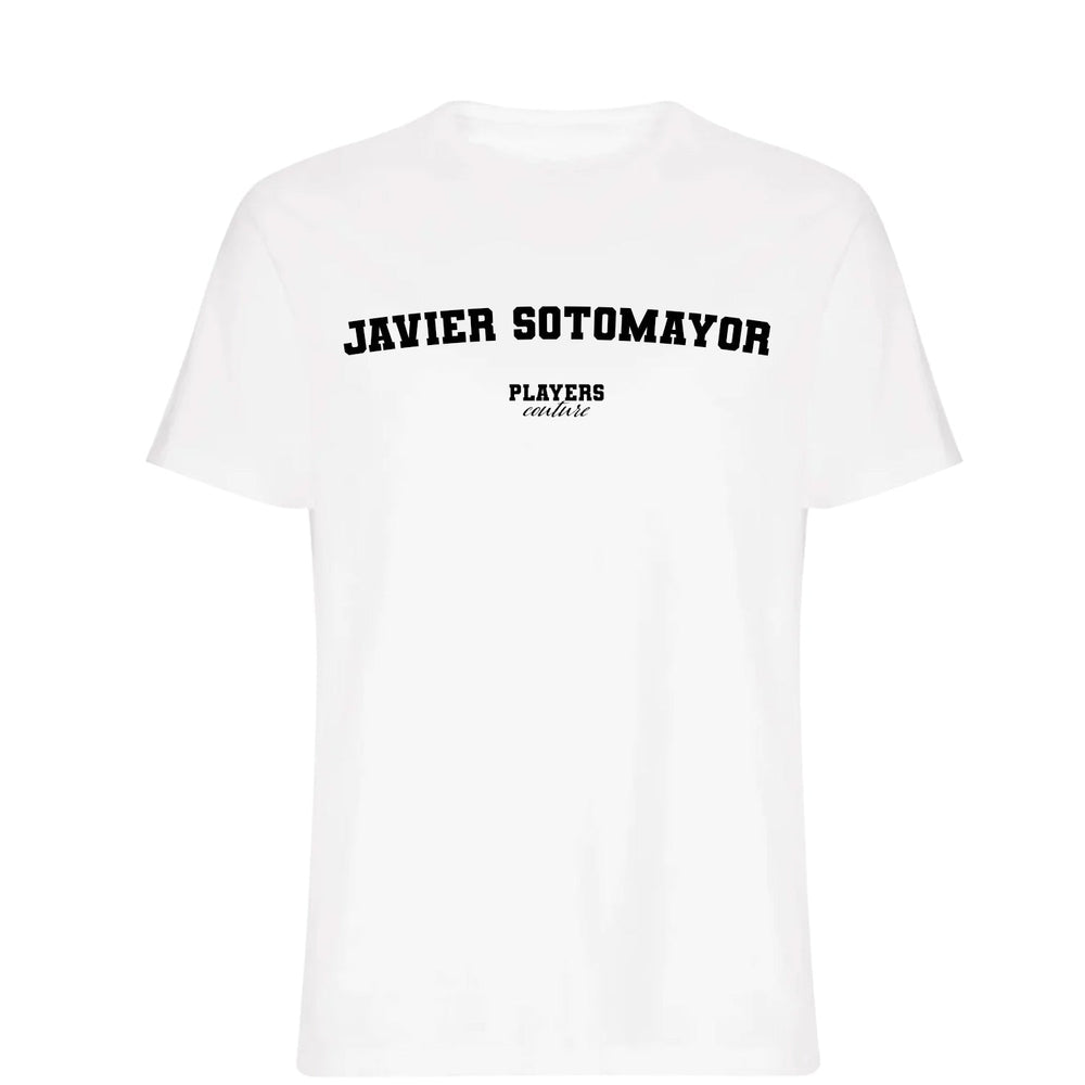 Javier Sotomayor men's T-shirt in white with bold name lettering