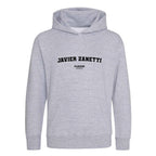 Javier Zanetti hoodie – grey kids' hoodie with black Javier Zanetti letters and Players Couture logo on the chest