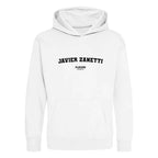 Javier Zanetti hoodie – white kids' hoodie with black Javier Zanetti letters and Players Couture logo on the chest