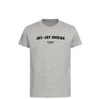 Jay Jay Okocha t-shirt – grey kids' t-shirt with black Jay Jay Okocha letters and Players Couture logo on the chest