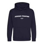 Jeremie Frimpong hoodie – navy kids' hoodie with white Jeremie Frimpong letters and Players Couture logo on the chest