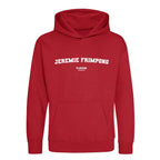 Jeremie Frimpong hoodie – red kids' hoodie with white Jeremie Frimpong letters and Players Couture logo on the chest