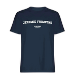 Jeremie Frimpong t-shirt – navy men's t-shirt with white Jeremie Frimpong letters and Players Couture logo on the chest