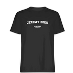 Jeremy Doku t-shirt – black men's t-shirt with white Jeremy Doku letters and Players Couture logo on the chest
