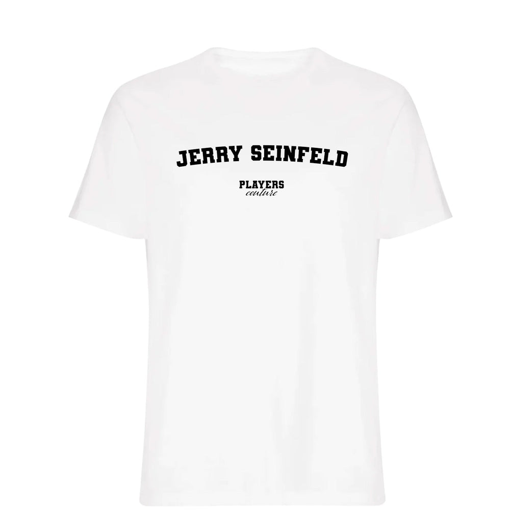 Jerry Seinfeld men's T-shirt in white with bold name lettering
