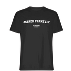 Jesper Parnevik t-shirt – black men's t-shirt with white Jesper Parnevik letters and Players Couture logo on the chest