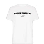 Jessica Ennis Hill t-shirt – white men's t-shirt with black Jessica Ennis Hill letters and Players Couture logo on the chest