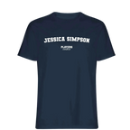 Jessica Simpson t-shirt – navy men's t-shirt with white Jessica Simpson letters and Players Couture logo on the chest