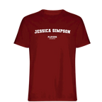 Jessica Simpson t-shirt – red men's t-shirt with white Jessica Simpson letters and Players Couture logo on the chest