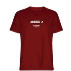 Jessie J t-shirt – red men's t-shirt with white Jessie J letters and Players Couture logo on the chest