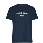 Jessie Ware t-shirt – navy men's t-shirt with white Jessie Ware letters and Players Couture logo on the chest