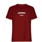 Jimenez t-shirt – red men's t-shirt with white Jimenez letters and Players Couture logo on the chest