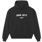 Joan Jett hoodie – black men's hoodie with white Joan Jett letters and Players Couture logo on the chest