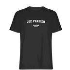 Joe Frazier t-shirt – black men's t-shirt with white Joe Frazier letters and Players Couture logo on the chest