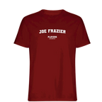 Joe Frazier t-shirt – red men's t-shirt with white Joe Frazier letters and Players Couture logo on the chest