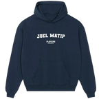 Joel Matip hoodie – grey men's hoodie with black Joel Matip letters and Players Couture logo on the chest