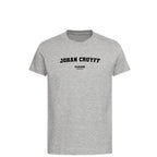 Johan Cruyff t-shirt – grey kids' t-shirt with black Johan Cruyff letters and Players Couture logo on the chest