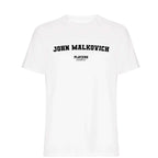 John Malkovich men's T-shirt in white with bold name lettering