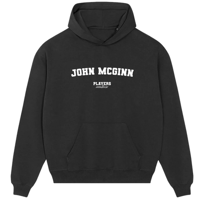 John McGinn hoodie – black men's hoodie with white John McGinn letters and Players Couture logo on the chest