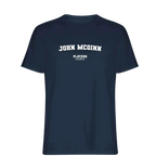 John McGinn t-shirt – navy men's t-shirt with white John McGinn letters and Players Couture logo on the chest