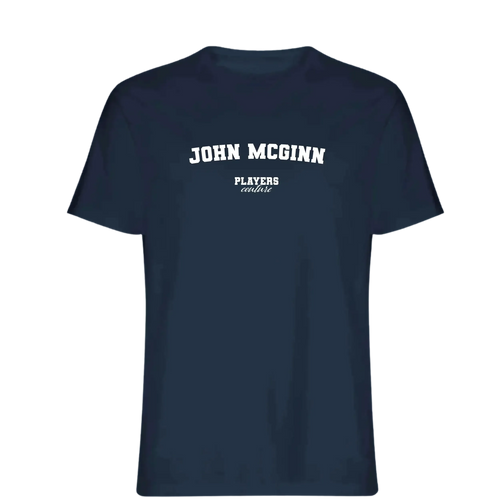 John McGinn t-shirt – navy men's t-shirt with white John McGinn letters and Players Couture logo on the chest