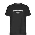 John Barnes t-shirt – black men's t-shirt with white John Barnes letters and Players Couture logo on the chest